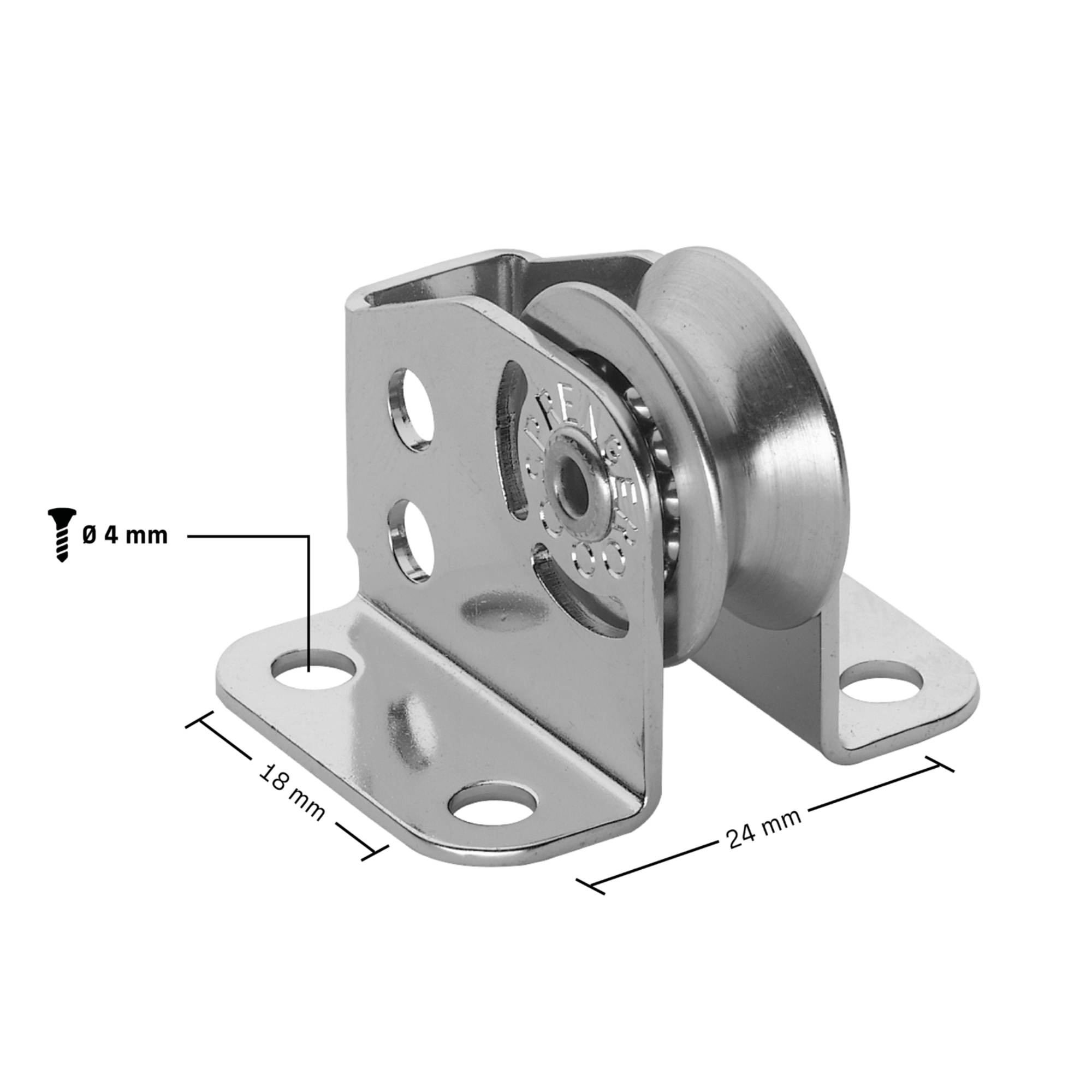 Micro XS Stehblock für Draht Kugellager 4 mm - 1 Rolle
