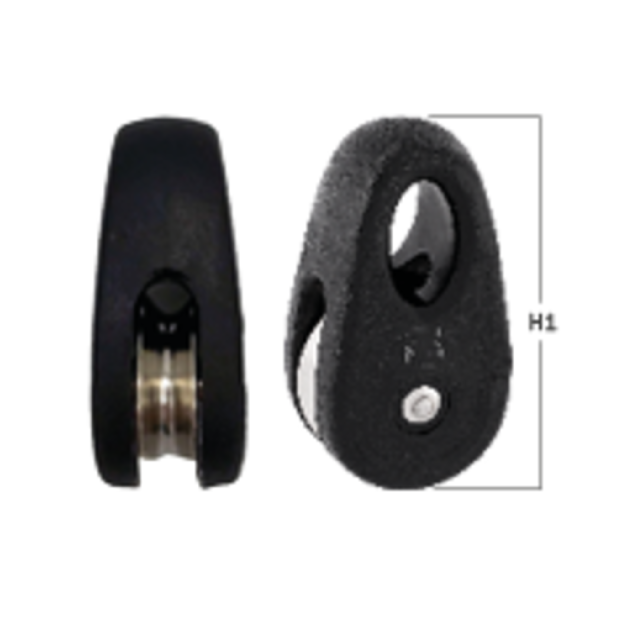 Kite-Block mit Messingrolle, Gleitlager, für 4 mm Tauwerk