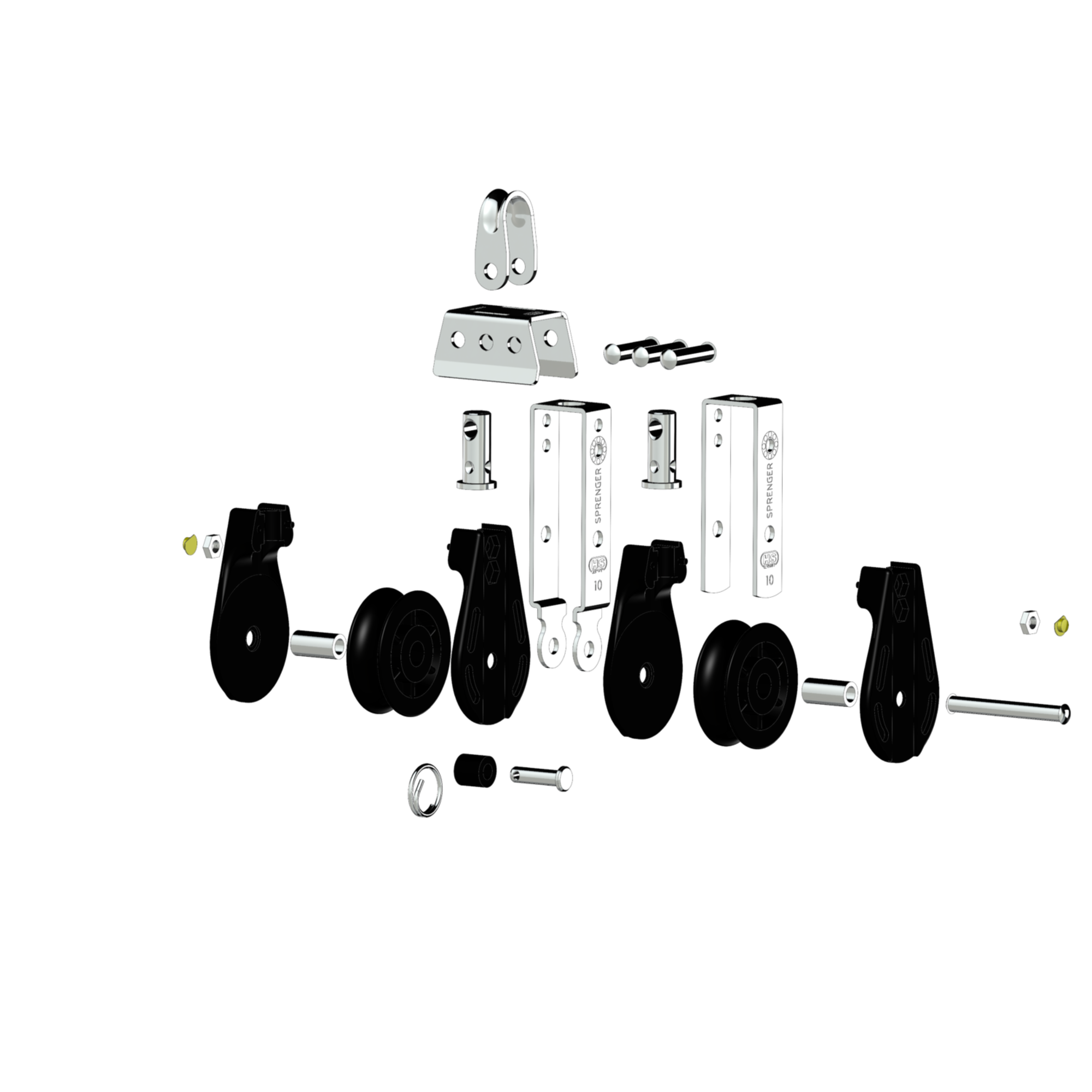 S-Block Gleitlager 10 mm - 2 Rollen, Bügel, Hundsfott