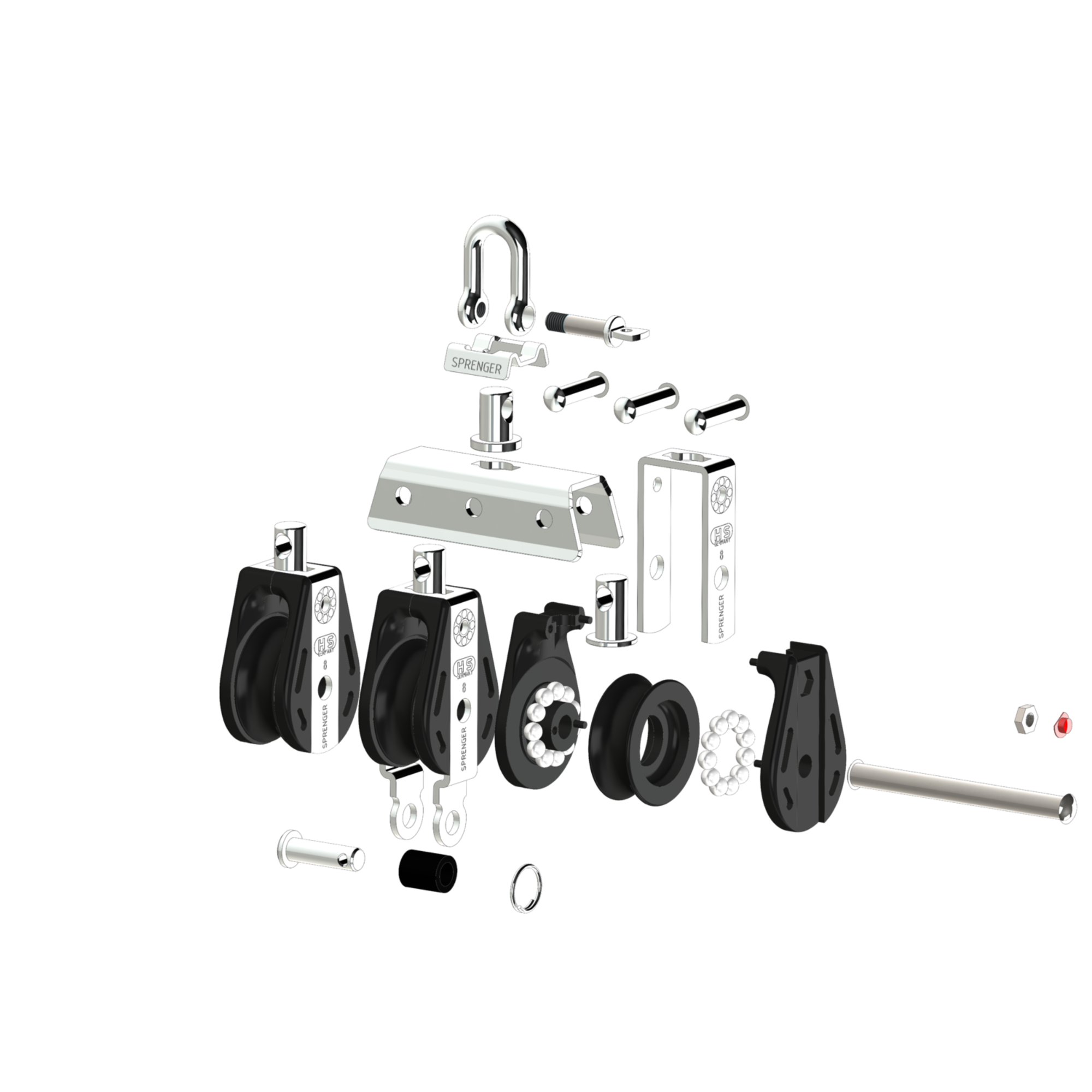 S-Block Kugellager 8 mm - 3 Rollen, Arretierset, Hundsfott