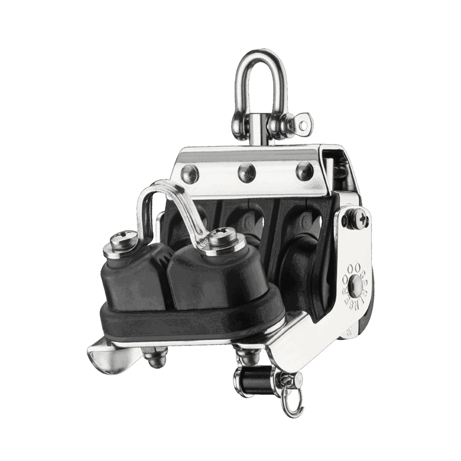 S-Block Großschotblock Nadellager 8 mm - 3 Rollen, Hundsfott, Schotklemme, Arretierset